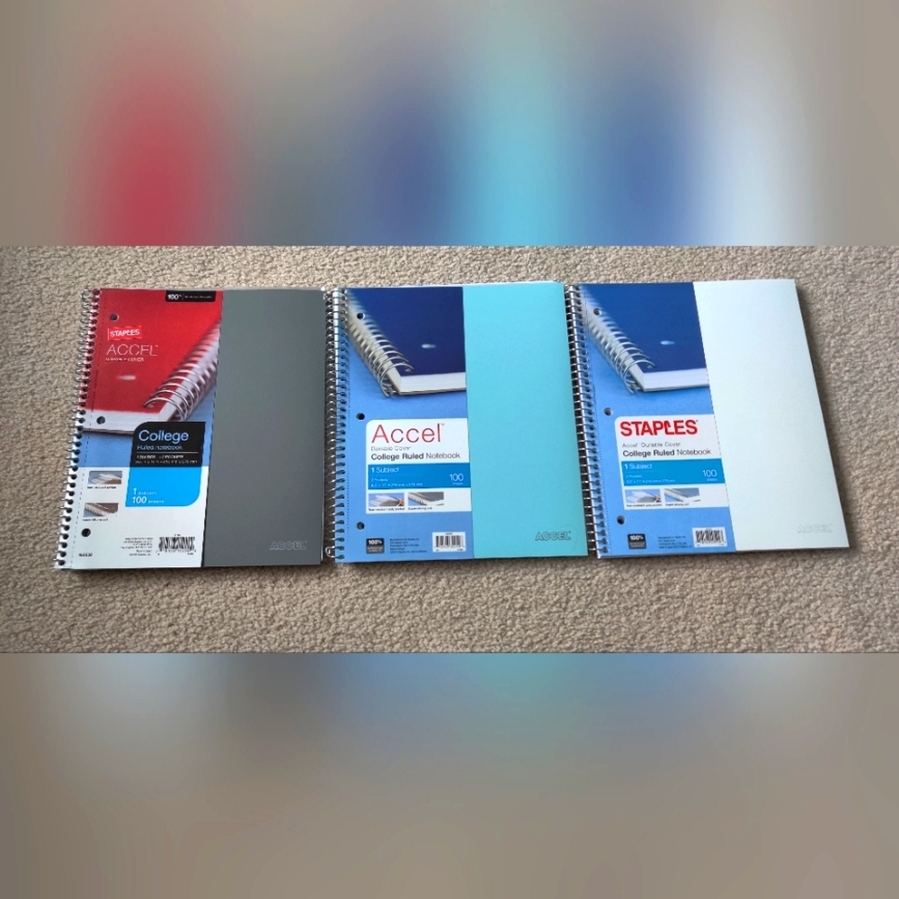 College Ruled Notebooks, 1 Subject 100 Sheets Bundle of 3 New Notebooks